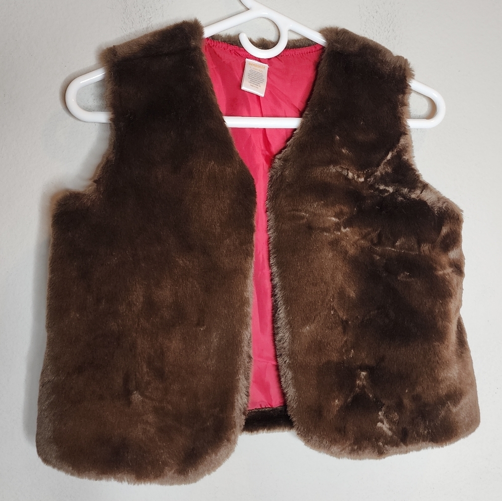 Gymboree Plush Faux Fur Brown Vest Kids‎ Size Large 10-12